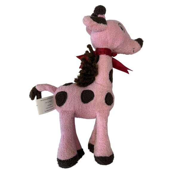 Pink Plush Giraffe Toy Bow Gymboree 2004 Soft Polyester Polyurethane Pellets - Picture 3 of 6
